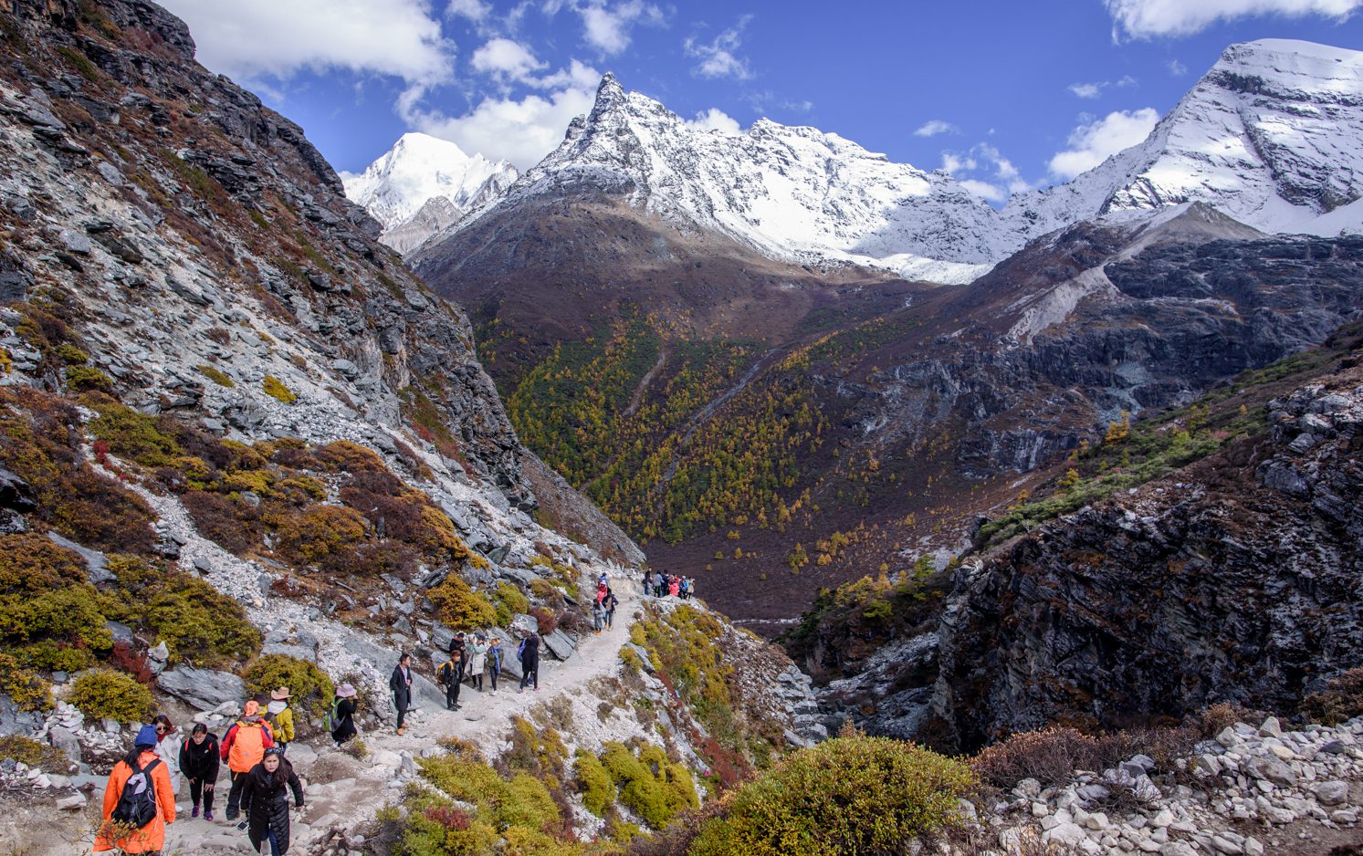 Hiking Trail to Milk lake and five color lake at yading Nature Reserve